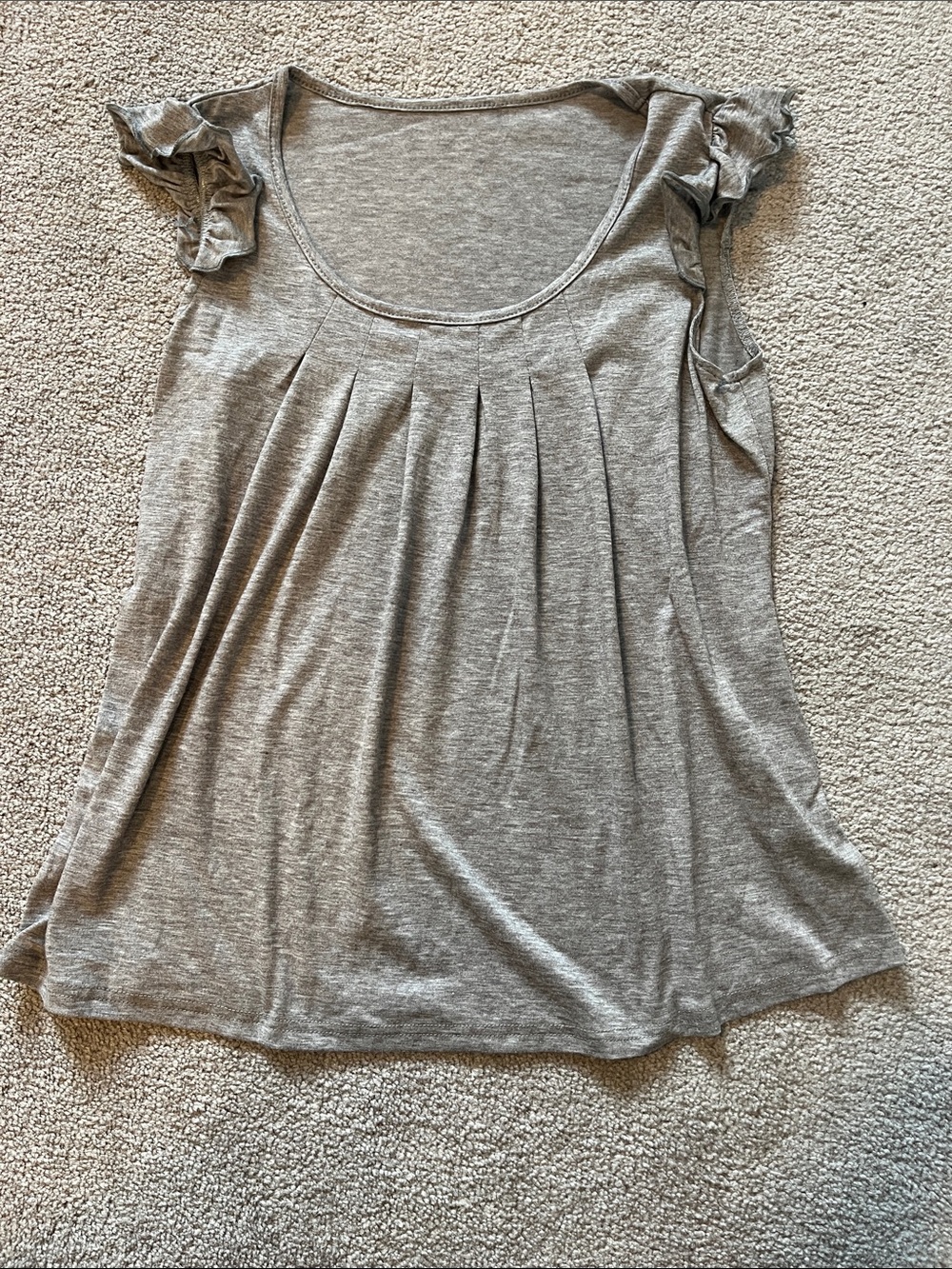SHEIN Gray Scoop Neck Ruffle Sleeve Tank